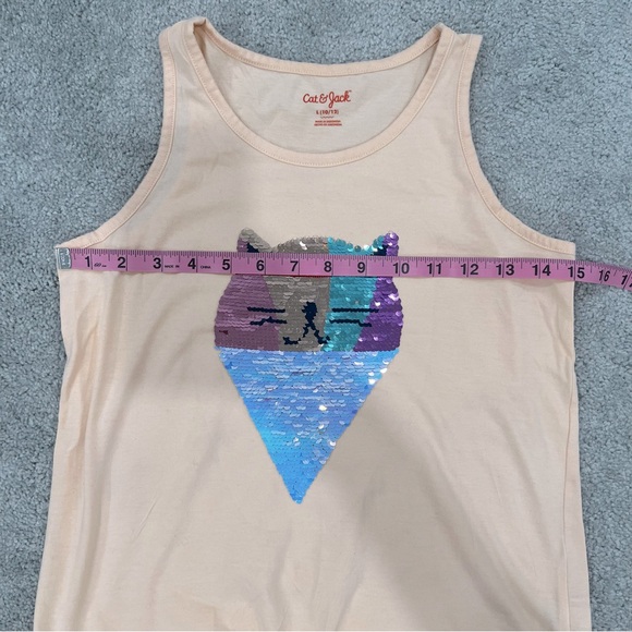 Cat & Jack Girls Sz L (10/12) Peach Flip Sequin Tank Top - Picture 6 of 8
